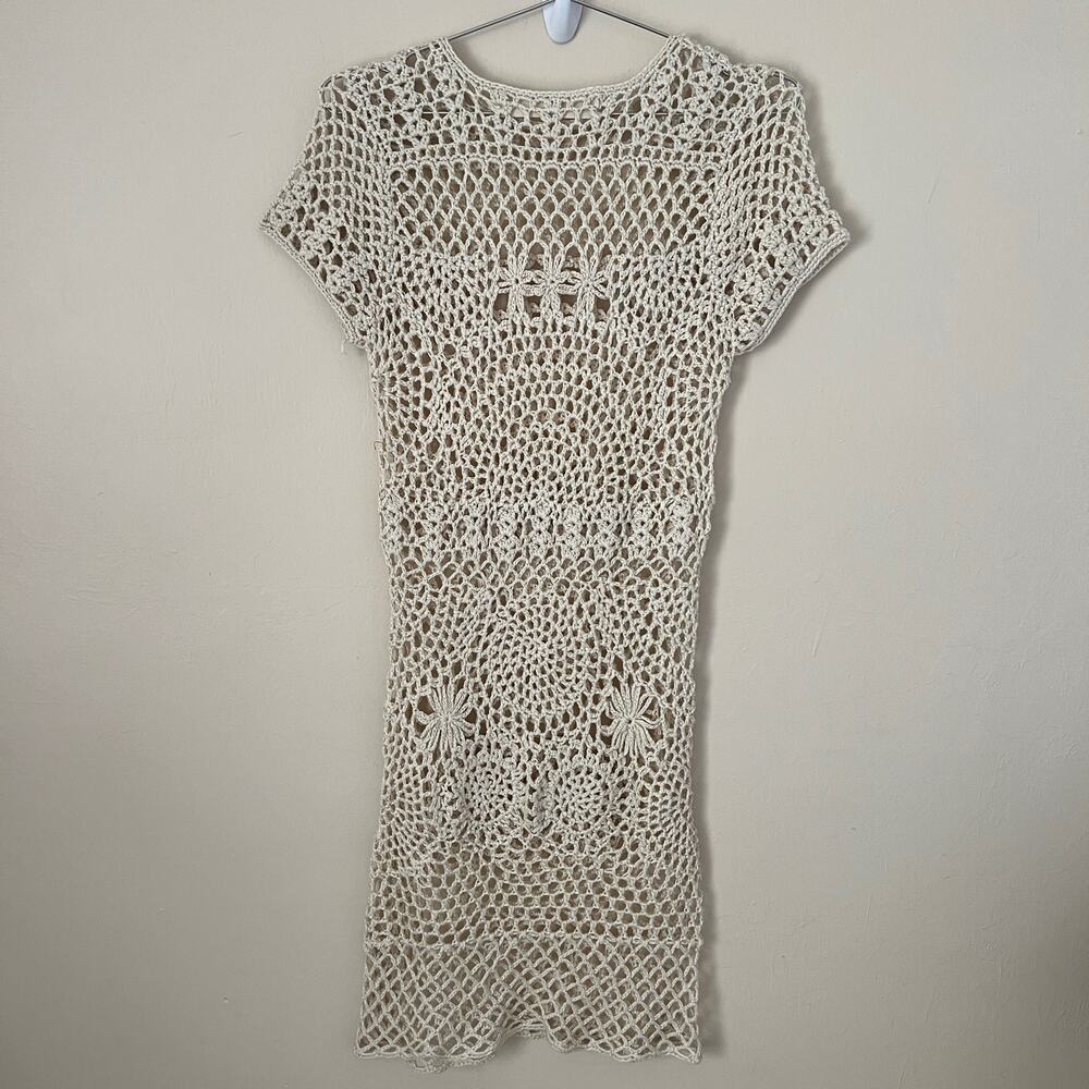 ZARA Ecru Cream Crochet Dress Size M - Picture 2 of 9